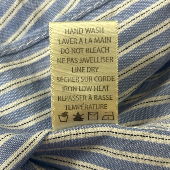 Max Studio Light Blue Striped Short Sleeve Dress. VNeck. Midi Length. - Picture 8 of 10